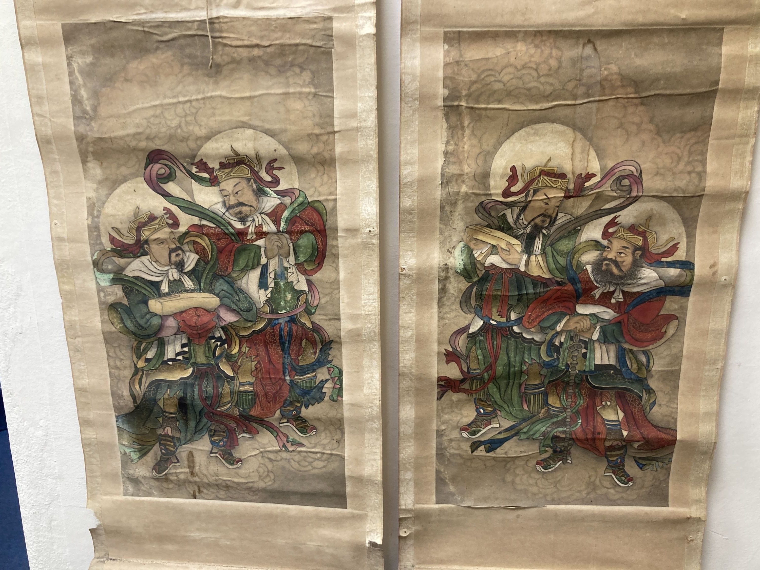 A set of ten Chinese scroll paintings on paper of immortals, early 20th century,